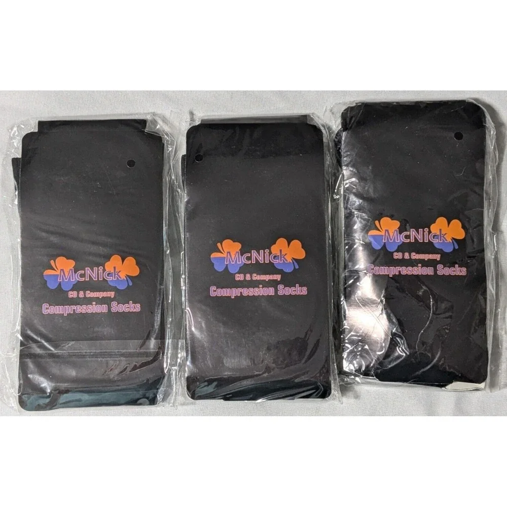 MCNICK (3 Pack) Women One Size‎ Fits All Black Copper Compression Socks NEW
